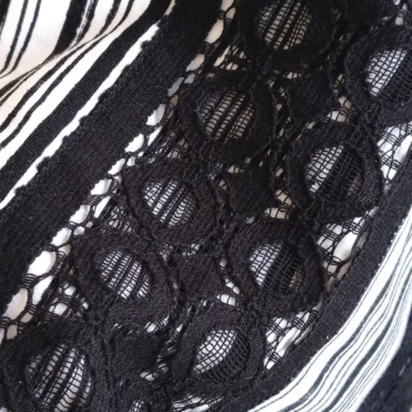 Ann Taylor White Black Stripe Lace Rayon Nylon Sleeveless Classic Shift Dress 2 - Picture 11 of 14